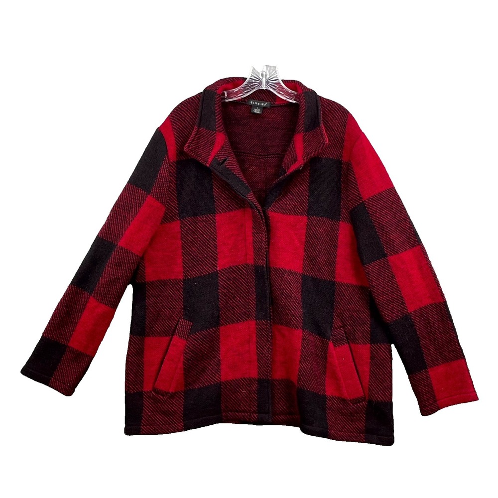Tally-Ho Jacket Women XL Red Black Buffalo Plaid Wool Cabincore Gorpcore Outdoor
